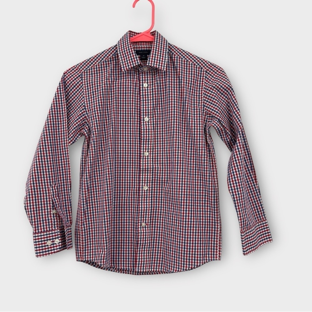 Tommy Hilfiger Long Sleeve Button Up‎ Shirt in Red Check Boys Size 10 NWOT